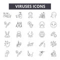 Viruses line icons, signs, vector set, outline illustration concept Royalty Free Stock Photo