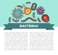 Viruses medical poster for viral and bacteriology science of medical healthcare and disease prevention. Royalty Free Stock Photo