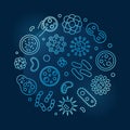 Viruses and pathogens vector blue concept outline symbol Royalty Free Stock Photo