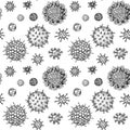 Viruses seamless patten. Scientific hand drawn vector illustration in sketch style. Microscopic microorganisms