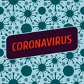 Viruses seamless pattern, abstract background. Illustration of coronavirus. With the inscription Coronavirus