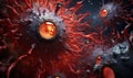 viruses seen from a microscope mutate, ai generative Royalty Free Stock Photo