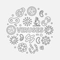 Viruses vector round illustration made with virus and bacteria i Royalty Free Stock Photo