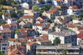 Aerial view on town, typical Mediterranean architecture, colorful roofs, Vis, Croatia Royalty Free Stock Photo