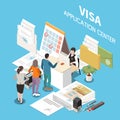 Visa Application Center Isometric Background
