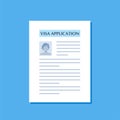 Visa application document. Visa application form. World travel, tourism, holidays concept. Vector illustration Royalty Free Stock Photo