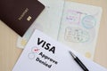 Visa application form to travel Immigration a document Money for