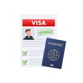 Visa application. Travel approval. Immigration visa. Vector stock illustration Royalty Free Stock Photo