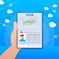 Visa application. Travel approval. Immigration visa. Vector stock illustration Royalty Free Stock Photo