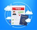 Visa application. Travel approval. Immigration visa. Vector stock illustration Royalty Free Stock Photo