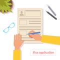 Visa application. Vector.