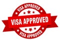 visa approved round ribbon isolated label. visa approved sign.