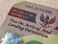 Visa on arrival to Indonesia Royalty Free Stock Photo