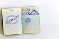 Visa cancelled stamp in passport