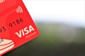 Close up of a Visa Credit / Debit Card logo.