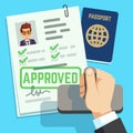 Visa concept. Passport or visa application. Travel immigration stamp vector illustration