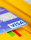 Visa Debit Card in wallet and other cards.