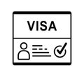 Visa document, arrival. Outline style. Vector illustration
