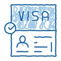visa document confirmation doodle icon hand drawn illustration