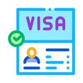 Visa document confirmation icon vector outline illustration