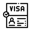 Visa document confirmation icon vector outline illustration