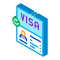 Visa document confirmation isometric icon vector illustration