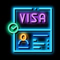 visa document confirmation neon glow icon illustration