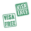 Visa free green textured vector rubber stamp