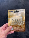 A Visa gift card ready for a person to purchase