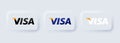 Visa logo, icon, vector. Visa is an American multinational financial services corporation. Neumorphic UI UX white user interface.