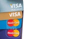 Visa and Mastercard logos on white background Royalty Free Stock Photo