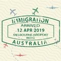 Visa passport stamp to Australia Royalty Free Stock Photo