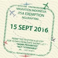 Visa passport stamp to Indonesia Royalty Free Stock Photo