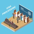 Visa Processing Isometric Background Royalty Free Stock Photo