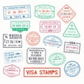 Visa stamps or passport signs of immigration