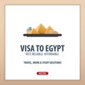 Visa to Egypt. Travel to Egypt. Document for travel. Vector flat illustration. Royalty Free Stock Photo