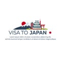 Visa to Japan. Travel to Japan. Document for travel. Vector flat illustration. Royalty Free Stock Photo