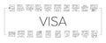 Visa For Traveling Collection Icons Set Vector .