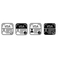 Visa vector icon set. Temporary residence permit illustration sign collection. travel symbol or logo.