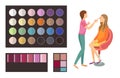 Visage Makeup of Client Woman Palette Set Vector