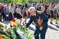 VISAGINAS, LITHUANIA - MAY 09, 2011: A veteran of the Great Patriotic Second World War in the rank of colonel in uniform with orde Royalty Free Stock Photo