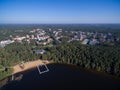 Visaginas Town In Lithuania. Famous Town Because of Nuclear Power Plant. Lake in Foreground