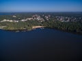 Visaginas Town In Lithuania. Famous Town Because of Nuclear Power Plant. Lake in Foreground