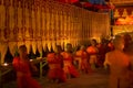 Visakha Puja Day Vesak. Buddhist monk fire candles and pray to the Buddha in Chiang Mai Thailand