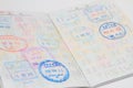 Visas on Japanese passort Royalty Free Stock Photo