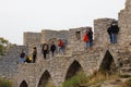 Tourist at Visby city wall