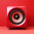 Viscose Speaker: Ultra Realistic 4k Red Subwoofer On White Background
