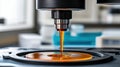 Viscosity Measurement: Fluid Dynamics Under the Microscope (Precision Tool, Gold Liquid) Royalty Free Stock Photo