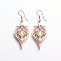 Viscount-inspired Wood Carved Earrings With Floral Design