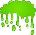 Viscous bright green goo is slowly dripping down, forming a playful array of irregular blobs and drops, creating a